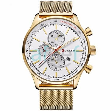 Afeef Online. Curren cr 8227 Gold White Analog Watch for Men