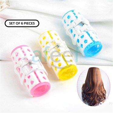 Picture of Hair Styling Plastic Roller Set of 6 pcs Curlers Clips Medium (LMP394)