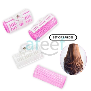 Afeef Online. Hair Styling Plastic Roller Set of 3 pcs Curlers Clips Medium (LMP395) Afeef Online. Hair Styling Plastic Roller Set of 3 pcs Curlers Clips Medium (LMP395)