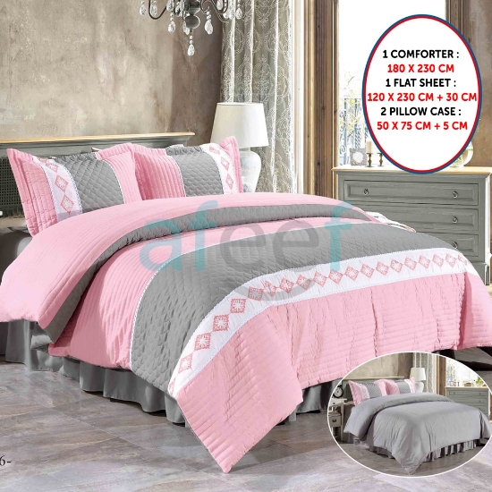 Picture of Comforter Set of 4 Pieces 180 X 230 CM (K6 Grey Pink )