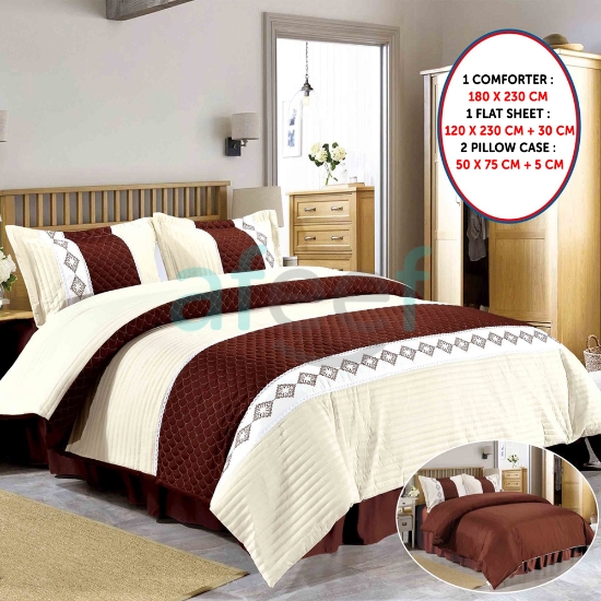 Picture of Comforter Set of 4 Pieces 180 X 230 CM (K6 Brown Cream )