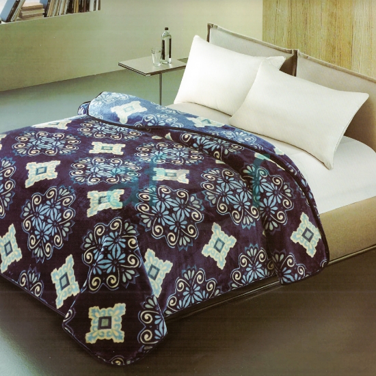 Picture of Cannon Embossed Printed  Blanket 180 x 240 cm (VENDIBUL/NAVY)