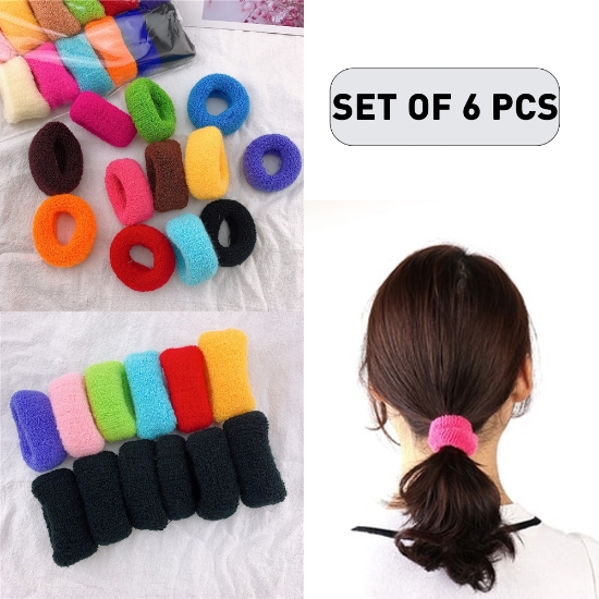 Picture of  Coarse Elastic Rubber hair bands set of 6pcs (HA24)-