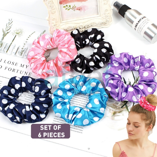 Afeef Online. Elastic Hair Tie Scrunchies Piece Set of 6 Pieces (HA34)