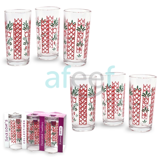 Picture of Water Glass Set of 6 pieces Assorted Design 250 ML (LMP189)