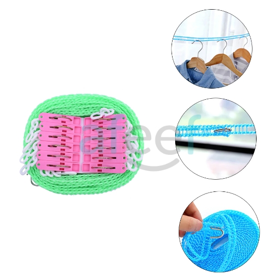 Picture of Clothes Drying Rope with Hanging Clips 3 mtr Assorted Colors (LMP211)