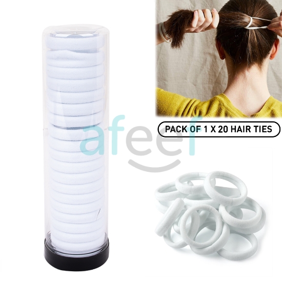 Picture of Hair Ties Pack of 1 x 20 White Hair Ties (HA05)