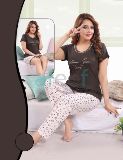 Picture of Women Pajama & Short Set of 3 pcs (J-242)