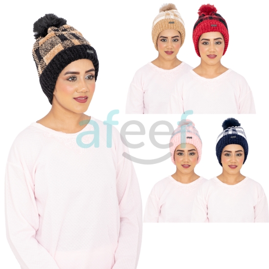 Picture of Design Women Printed Winter Beanie Cap Assorted Colors (DWC46) 