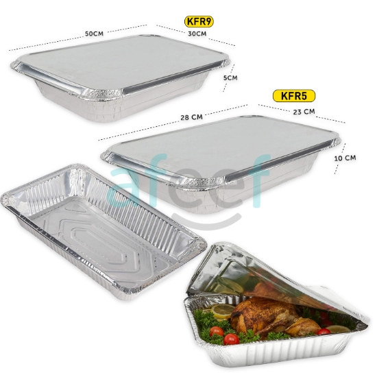 Picture of Disposable Aluminum Rectangular  Medium or Big Pot With Lid (KFR)