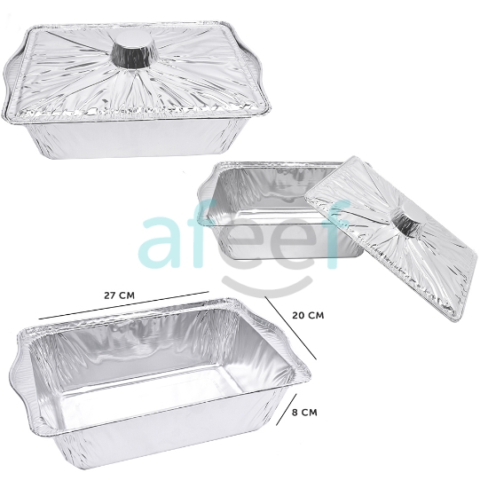 Picture of Disposable Aluminum Rectangular Medium Pot With Lid 27x20x8 cm (KFR2)