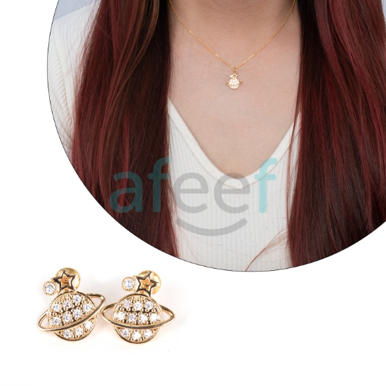 Picture of Round White Stone Necklace With Earrings (NH2)
