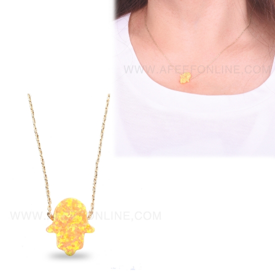 Picture of Hamsa Choker Shape Yellow Necklace (P8)
